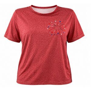 Women's 2XL Patriotic Fireworks American Flag Graphic T-Shirt Red Heather